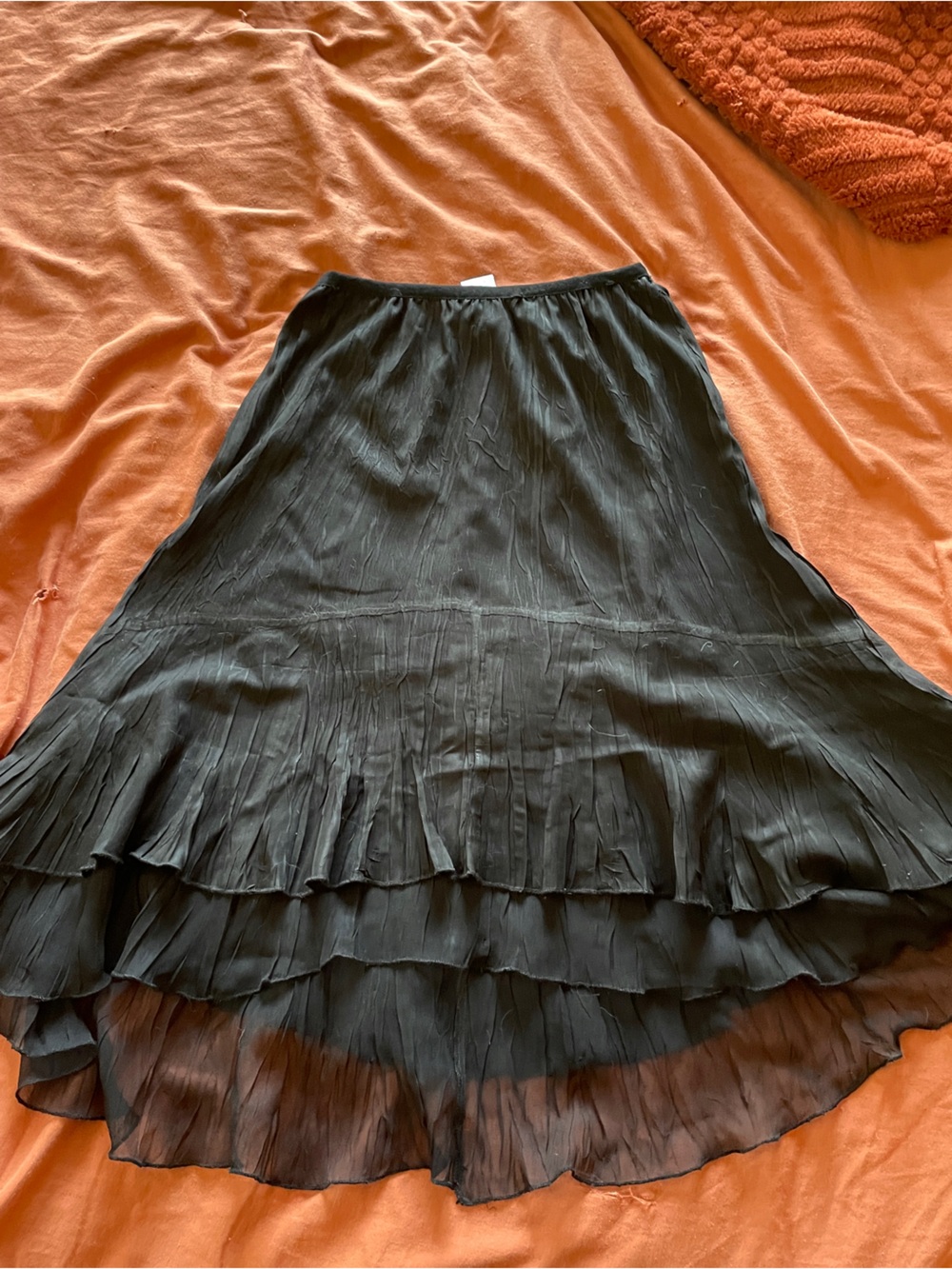 Komarov Black Layered Chiffon Midi Skirt